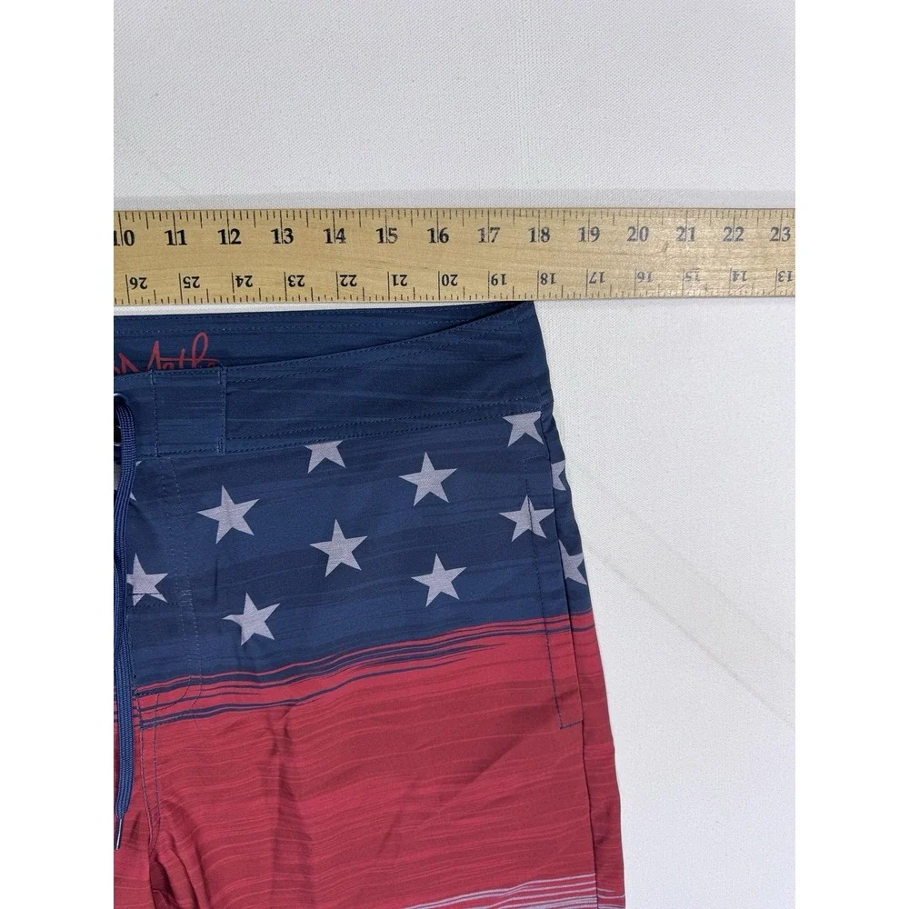 Travis Mathew Board Shorts Men's 36x9 USA Flag Stars Drawstring Beach Surf